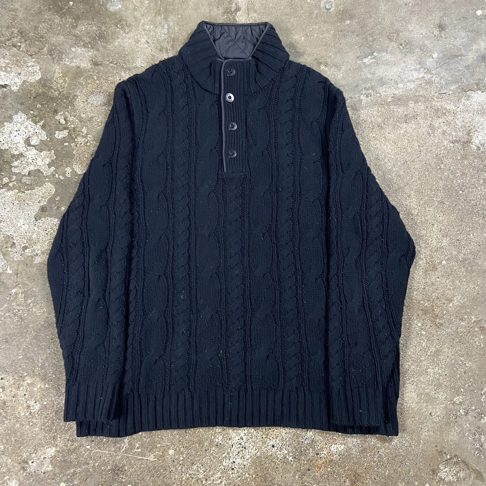 Polo Ralph Lauren Cable Knit Sweater Size 2XB Black Mock Neck Merino Wool
